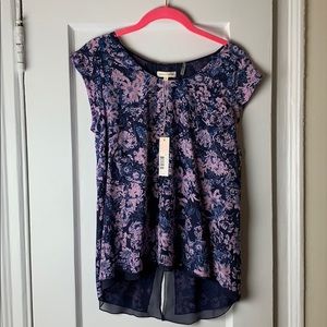 Rebecca Taylor Short Sleeve Kiku Print Top